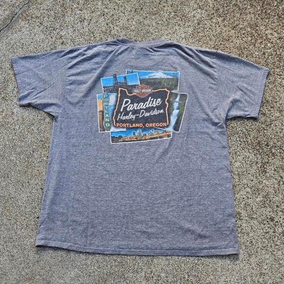 vtg HARLEY DAVIDSON Faded Paradise Harley Portland Local Biker Tee Shirt XXL - Picture 1 of 5